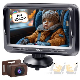 Rohent Baby Car Camera for Backseat - 1080P HD, 360 Adjustable, Night Vision, 150 Wide-Angle Lens, Easy Installation, Perfect Match for Brown Car Interiors, Ideal for Parents