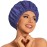 Reusable Shower Cap for Women, Large Waterproof Shower Essentials Bonnet Washable Elastic Band Bath Hair Wrap Hat for Long Hair, Braids(Dark Blue Purple)