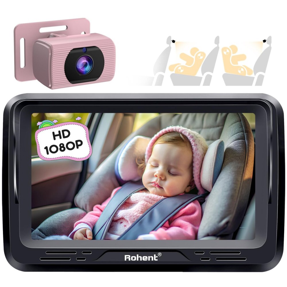 Rohent Car Baby Monitor for Baby Girls - 1080P HD, 360 Adjustable, Night Vision, 150 Wide-Angle Lens, Easy Installation, Perfect for Girls Aged 0-5, Ideal for Parents, Grandparents & Families