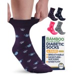 Pembrook Ankle Diabetic Socks for Women & Men - 4 Pairs Cats (Gray, Navy, Purple, Pink), Diabetic Plus Size Socks for Neuropathy