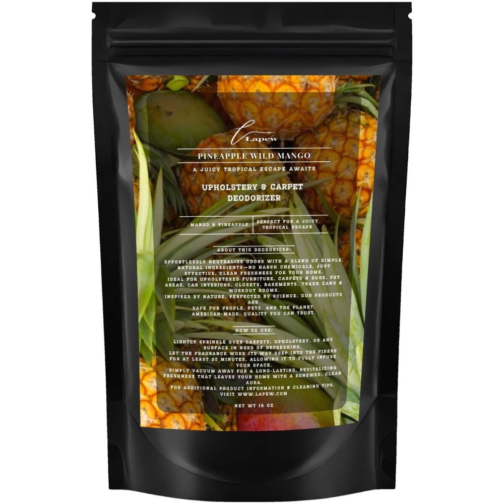 Lapew Pineapple Wild Mango Carpet Freshener Powder 16 oz | Powerful Odor Eliminator for Home | Upholstery Deodorizer | Carpet Deodorizer | Pet Urine | Cat Litter Box