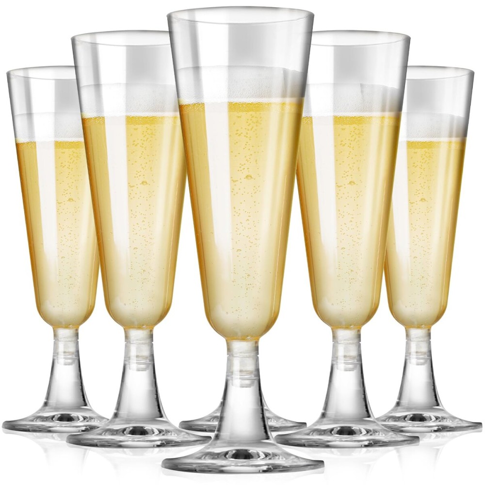 SUREHOME Plastic Champagne Flutes Disposable Champagne Glasses 20 Pack 5 Oz Clear Plastic Mimosa Glasses Acrylic Wedding Toasting Cups for New Years Eve Party Supplies 2026 Christmas Bar Cocktail Cups