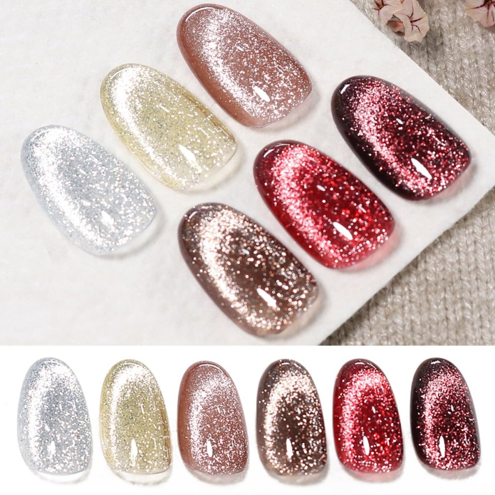 Born Pretty Cat Magnetic Eye Gel Nail Polish Reflective Glitter Gel Polish 6PCS Set