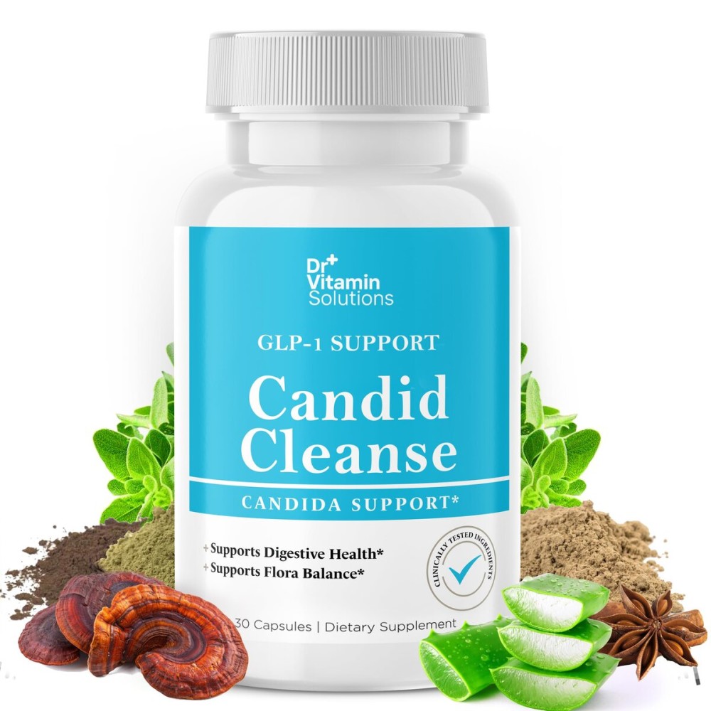 Candid Cleanse Supplement with GLP-1 Support - Oregano Leaf, Caprylic Acid & LactoSpore | Candida Support Pills for Digestive Health | Candida Cleanse Detox for Women & Men | 30