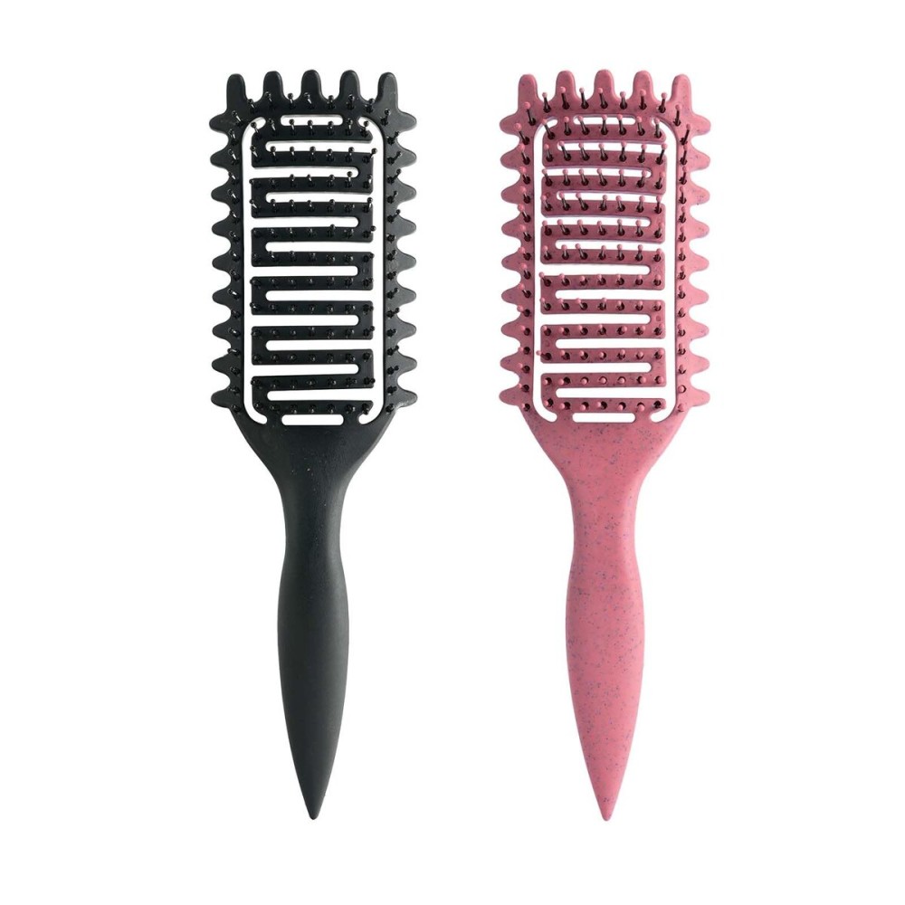 Curl Defining Brush,2024 Curly Hair Brush,Vented Hair Brush for Detangling, Shaping and Defining Curls For Women and Men Less Pulling (Pink Black)