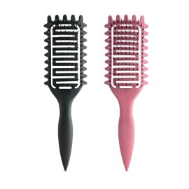 Curl Defining Brush,2024 Curly Hair Brush,Vented Hair Brush for Detangling, Shaping and Defining Curls For Women and Men Less Pulling (Pink Black)