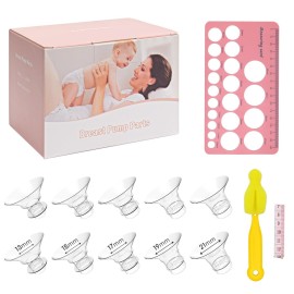 Flange Sizing Kit Upgrade, 10PCS 13/15/17/19/21mm Flange Inserts, Compatible with Most 24mm Wearable Breast Pumps from Medela/Spectra/Momcozy etc, 24mm Tunnel Reduction to Other Correct Size
