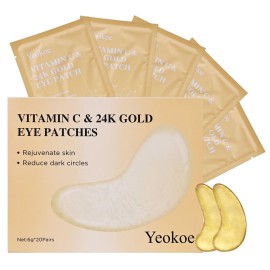 Yeokoe Under Eye Patches for Dark Circles,Puffy Eyes,20 Pairs Face Masks SkinCare With Vitamin C and 24k Gold
