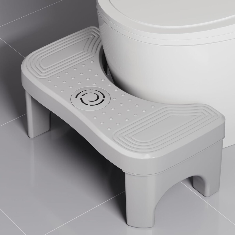 Recximi Toilet Poop Stool, 7 Height Squatting Potty for Adults, Toilet Stool Squat Adult, Portable Bathroom Pooping Foot Stool, Non-Slip Toilet Assistance Step Stool, Gray/Gray Legs