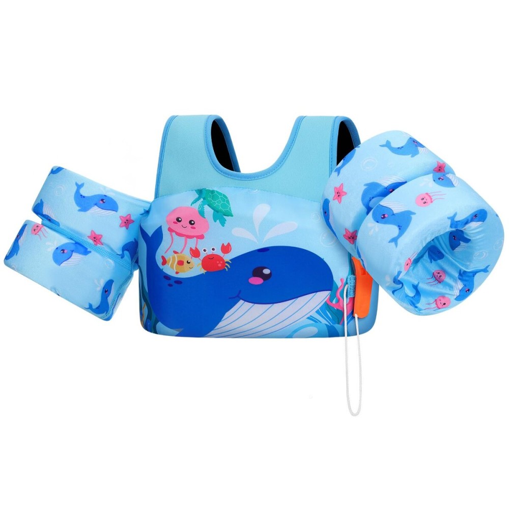 Heysplash Kids Swimming Vest, Toddler Floaties Fit 31-66 Lbs, Puddle Kids Jumper with Adjustable Strap, Swim Jacket Water Wing Arm Baby Float, Pool Sea Swimming Aid 2-7 Years, Big Blue Whale