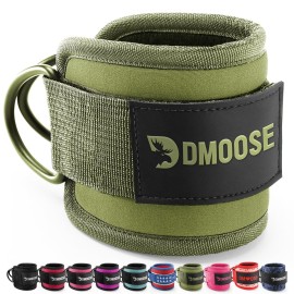 DMoose Ankle Strap for Cable Machine - One Size Fit with Premium Padding, Glute Kickback Ankle Strap, Ankle Cable Straps for Workout, Booty Workout, Leg Extension, Hip Abductors (Olive Green - Single)
