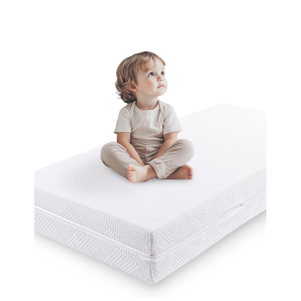 BABELIO Ergonomic Zoning Crib Mattress Dual-Sided Memory Foam Waterproof 6 Thick Toddler Mattress with Zipper Cover, Fits Standard Crib