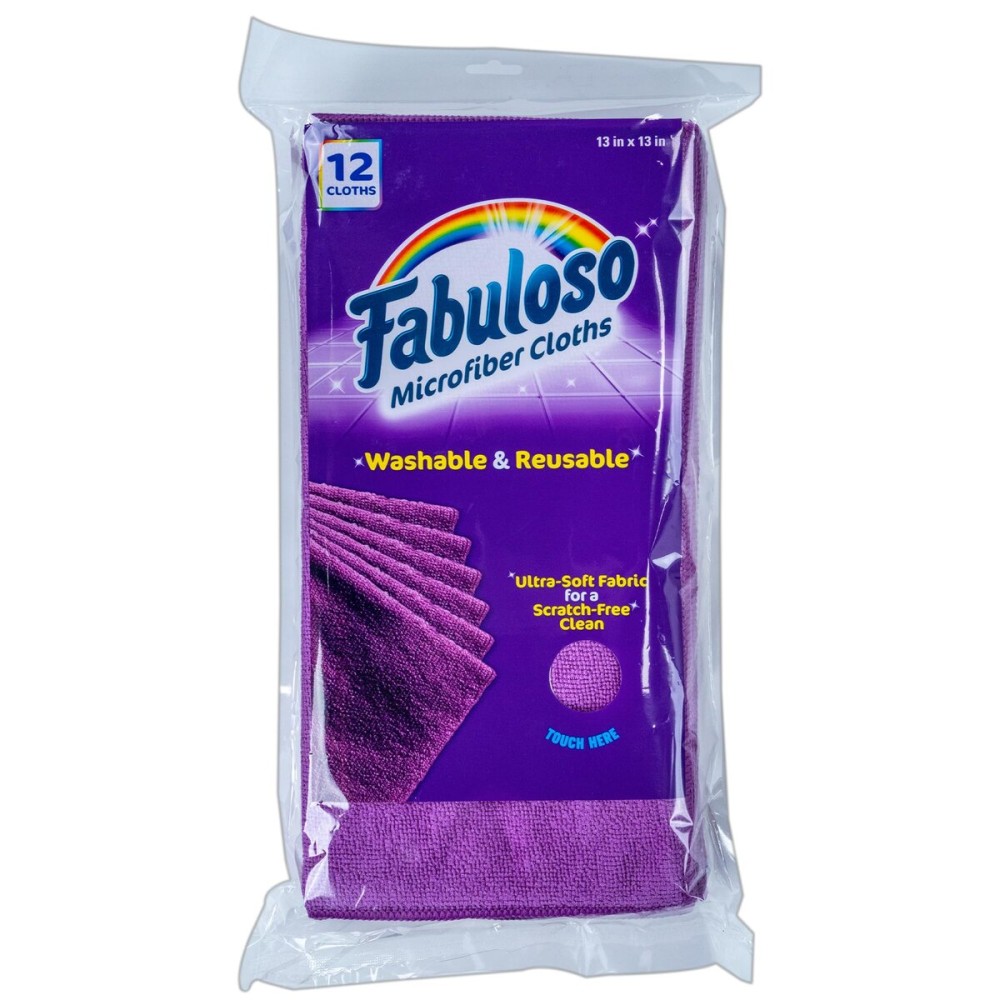 Fabuloso Microfiber Cleaning Cloths, Purple - Lint-Free, Scratch-Free Cleaning Cloths for Surfaces and Wood Furniture - Dustless Cloth for Bold and Bright Cleaning Experience, 12 Count