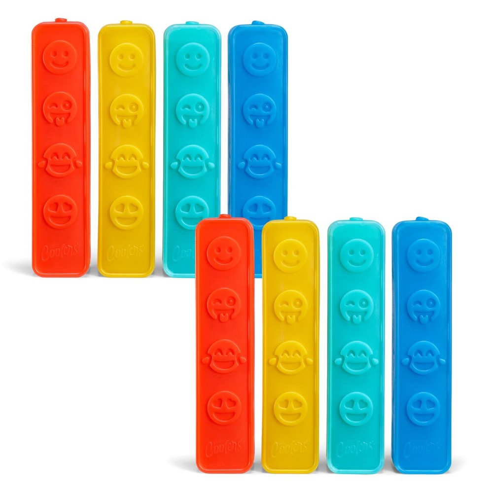 Cool Coolers by Fit & Fresh Kids Icicle Lunch Box Ice Pack Sticks, Icicle Ice Sticks for Lunch Bags and Coolers, Lunch Ice Pack Sticks, Reusable, Multicolored, Smile Icicles, 8PK