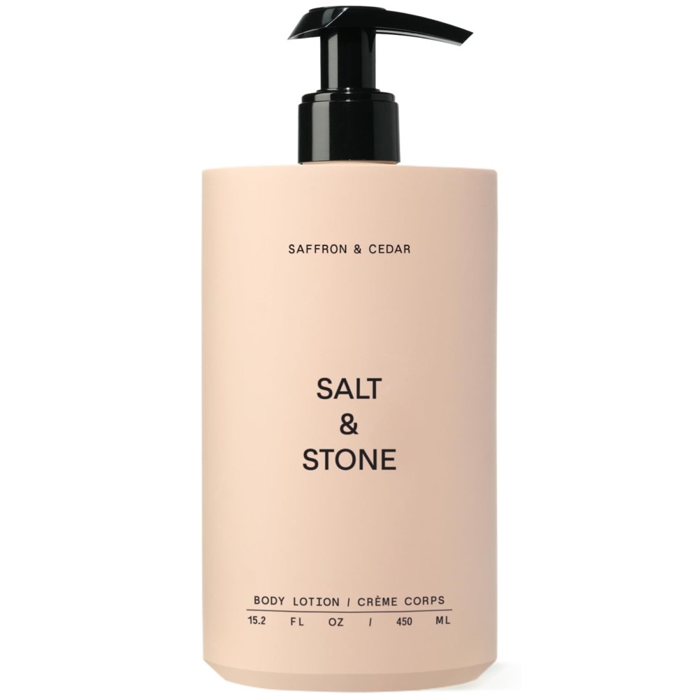 Salt & Stone Body Lotion for Women & Men | Hydrates, Nourishes & Softens Skin | Restores Dry Skin | Fast-Absorbing | Cruelty-Free & Vegan (Saffron & Cedar - 15.2 fl oz)