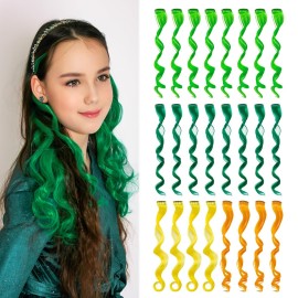 Dreamlover Green Hair Extensions, St Patrick\'s Day Accessories, 24 Pieces