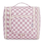 Narwey Checked Hanging Travel Toiletry Bag for Women, Travel Bag for Toiletries, Makeup Bag Organizer Cosmetic Bags Make Up Bags for Women (Dusty Rose Checkerboard)