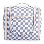 Narwey Checked Hanging Travel Toiletry Bag for Women, Travel Bag for Toiletries, Makeup Bag Organizer Cosmetic Bags Make Up Bags for Women (Grayish Blue Checkerboard)