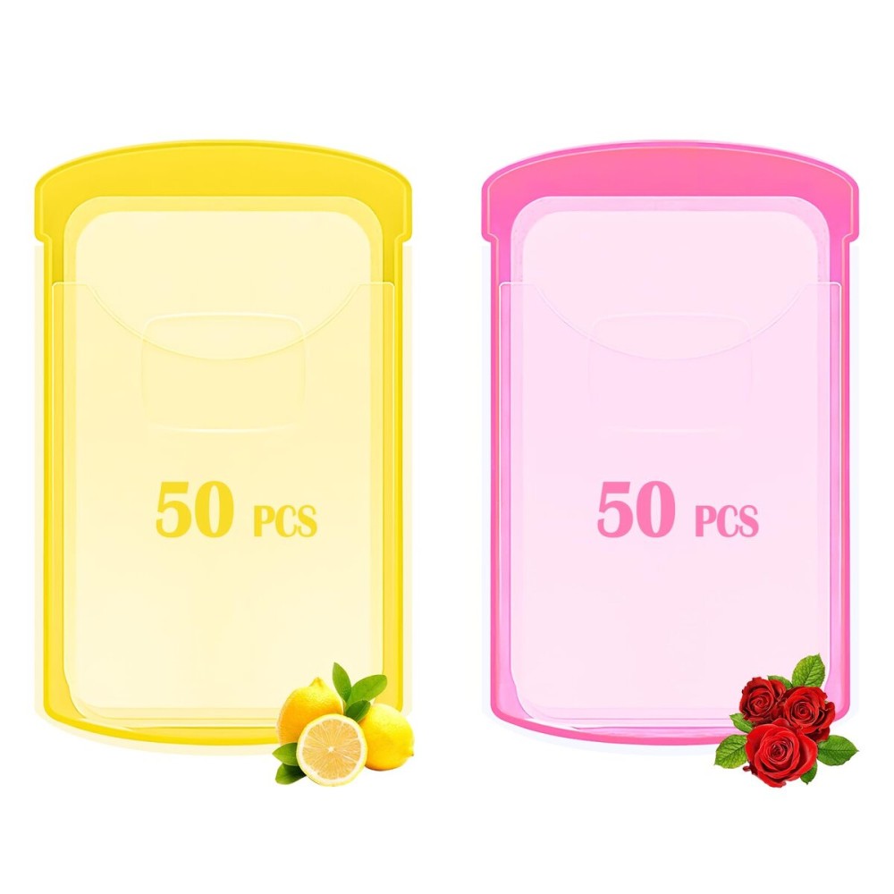2 Boxs (100 Sheets) Hand Washing Soap Sheets for Outdoor Travel,Portable Camping Hand Soap,Hiking Washing Hand Bath Paper Soap for Travel,BBQ,Party,School,Girls(Yellow&Pink)