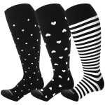 LEVSOX Wide Calf Compression Socks for Women Men Plus Size 15-20 mmHg Extra Large Knee High Support Sock for Nurses Pregnant Travel