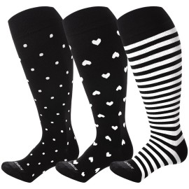 LEVSOX Wide Calf Compression Socks for Women Men Plus Size 15-20 mmHg Extra Large Knee High Support Sock for Nurses Pregnant Travel