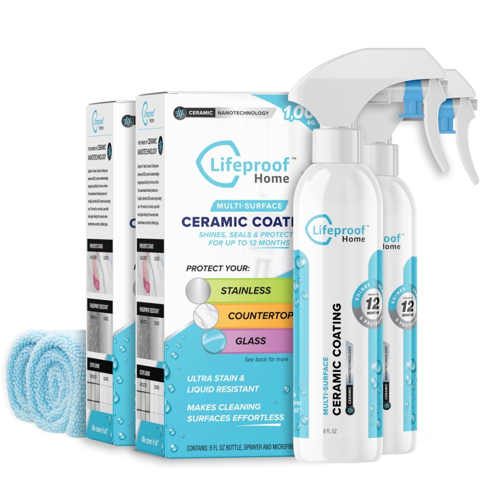 Lifeproof 2-Pack Ceramic Coating Spray Kit - Shine, Seal & Protect Kitchen & Bath Surfaces, Repels Stains & Grime