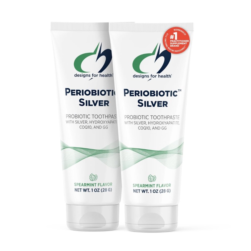 Designs for Health PerioBiotic Silver Hydroxyapatite Toothpaste - Travel Size Fluoride Free Toothpaste with Oral Probiotics with Whitening Hydroxyapatite - Supports Remineralization (2 Pack, 1oz)