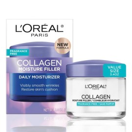 L\'Oreal Paris Collagen Moisture Filler Face Cream, Anti-Aging Face Moisturizer, Non-Greasy Fragrance Free Skin Care Formula For Up to 48HR Hydration, 3.4 Oz