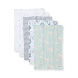 Burts Bees Baby Infant Burp Cloths, 100% Organic Cotton Extra Absorbent Soft Fabric Drool Cloths, 5-Pack Newborn Must-Have Essential Large Burping Cloths, One Size 17 x 11.75 Inches