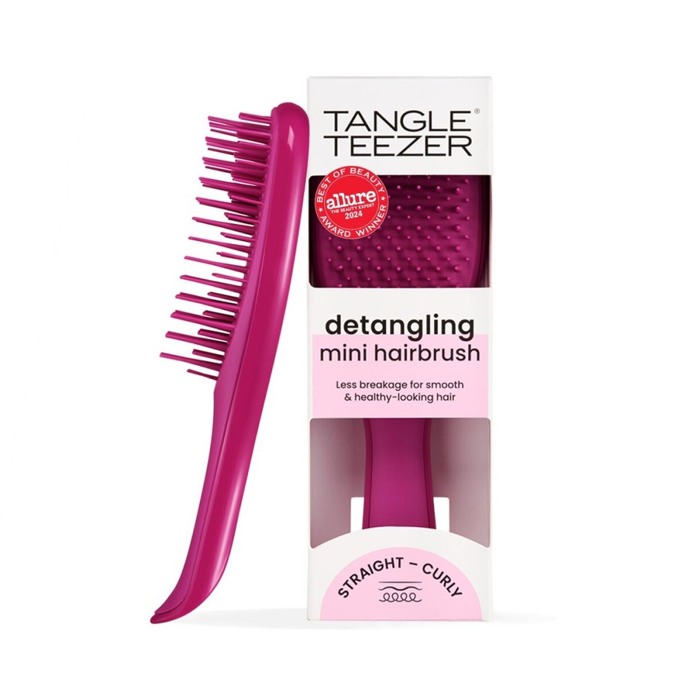 Tangle Teezer Ultimate Detangler Hairbrush, Eliminates Knots & Reduces Breakage, Mini Hair Brush for Travel, Small Hands & All Hair Types, Electric Raspberry