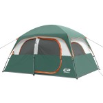 CAMPROS CP Tent-6-Person-Camping-Tents, Waterproof Windproof Family Tent with Top Rainfly, 4 Large Mesh Windows, Double Layer, Easy Set Up, Portable with Carry Bag (Dark Green)