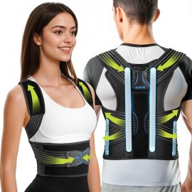 Rakiie Upright Posture Corrector, Comfortable Lumbar Support Belt with 3D Elastic Kintted Mesh, Upper and Lower Back Pain Relief, Easy to Put on & Take off, Fit Various Body Shape, Size L (Upper Waist: 41.3-47.2)