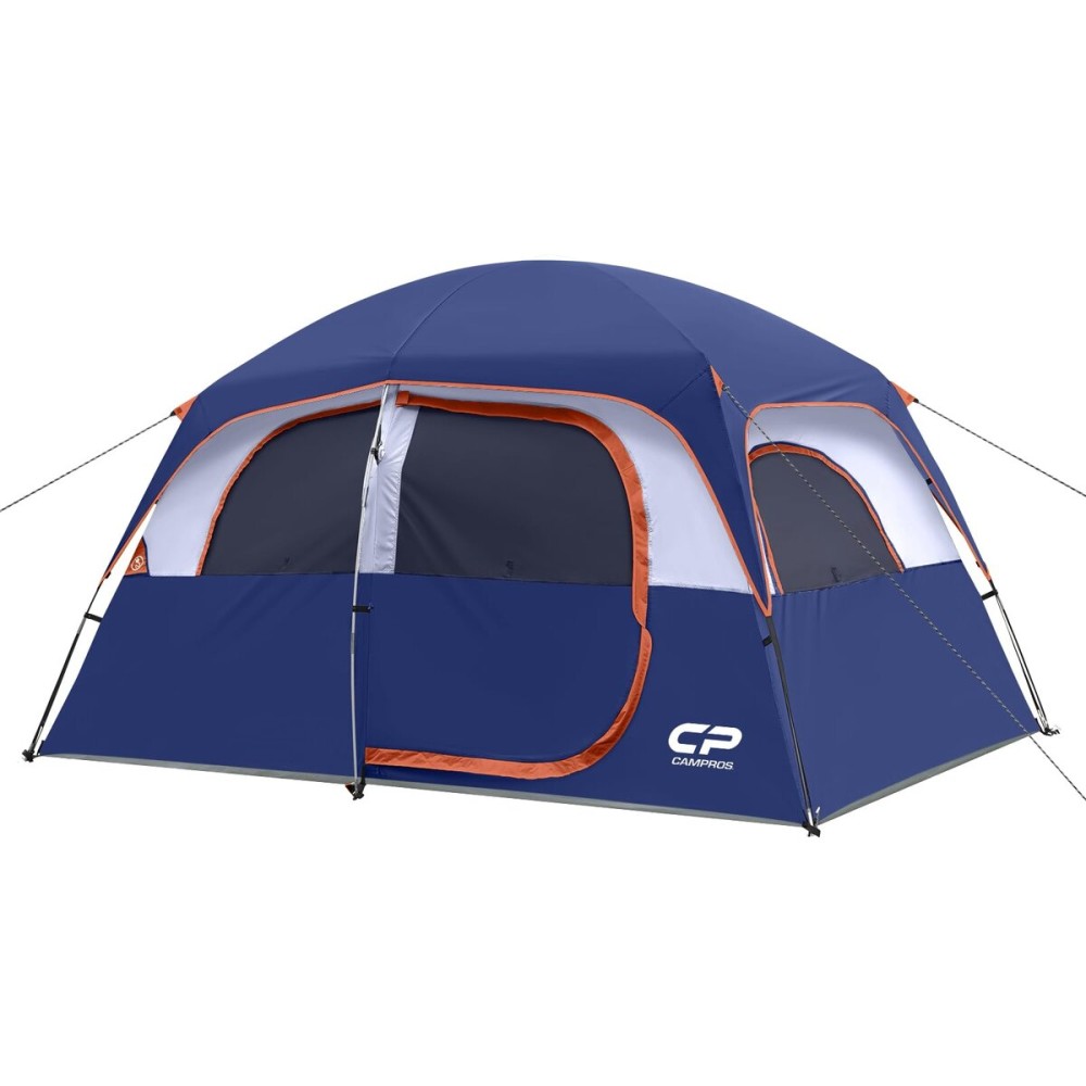 CAMPROS CP Tent-6-Person-Camping-Tents, Waterproof Windproof Family Tent with Top Rainfly, 4 Large Mesh Windows, Double Layer, Easy Set Up, Portable with Carry Bag (Navy Blue)