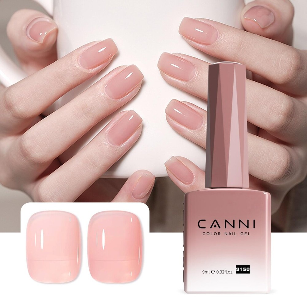 CANNI Jelly Pink Gel Nail Polish, 1Pcs Jelly Nude Pink Gel Polish Sheer Clear Light Pink Gel Polish Translucent Color Nail Polish Gel Soak Off U V Gel Nail French Nail Manicure Salon DIY