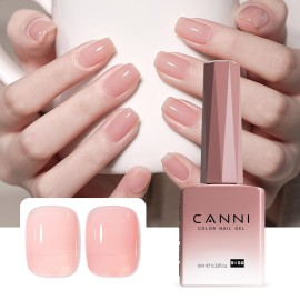 CANNI Jelly Pink Gel Nail Polish, 1Pcs Jelly Nude Pink Gel Polish Sheer Clear Light Pink Gel Polish Translucent Color Nail Polish Gel Soak Off U V Gel Nail French Nail Manicure Salon DIY