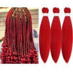 Braiding Hair Pre stretched Red Prestretched Braiding Hair Extensions Ez Braid Hypoallergenic Anti Itch Synthetic Twist Knotless Fulani Box Braids