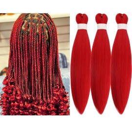 Braiding Hair Pre stretched Red Prestretched Braiding Hair Extensions Ez Braid Hypoallergenic Anti Itch Synthetic Twist Knotless Fulani Box Braids