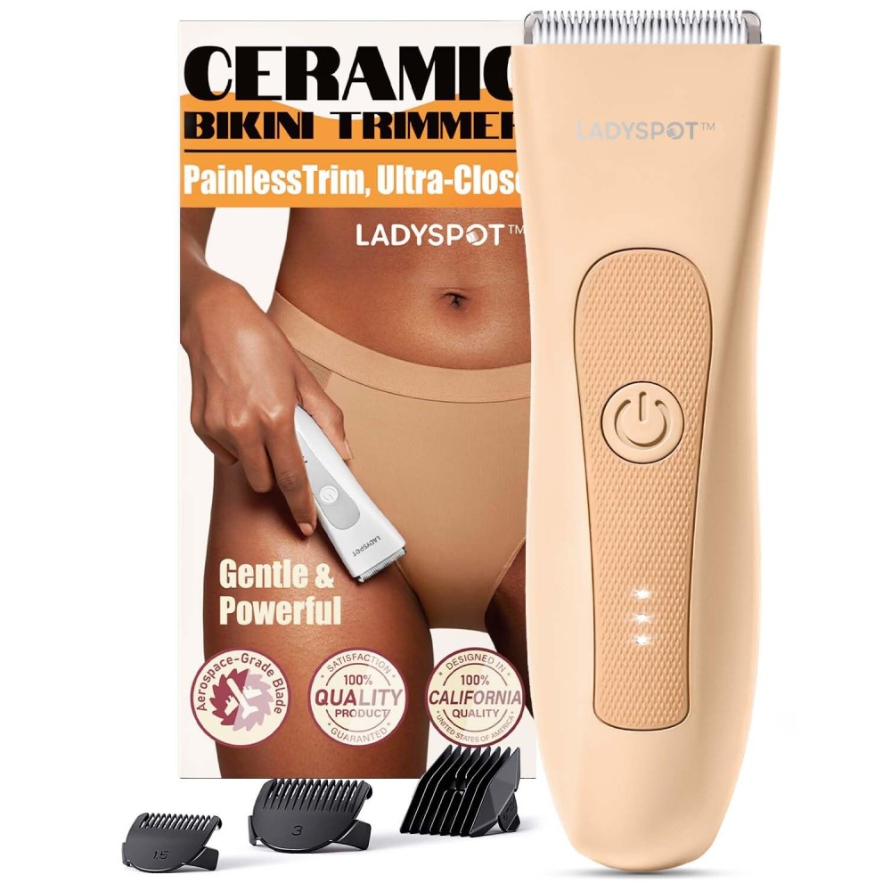 MANSPOT LADYSPOT Finishing Trimmers, Electric Shaver for Women, Hair Trimmer for Womens, Shaving & Grooming Sets Kit with 3 Guard and Replaceable Ceramic Blade Heads, Waterproof Wet/Dry(Orange)