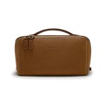 EACHY Travel Makeup Bag, Faux Suede Cosmetic Bags for Women,Large Capacity Portable Pouch Open Flat Toiletry Bag Make up Organizer with Divider and Handle