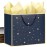 SHIPKEY 12 Pack Navy Star Gift Bags with Gold Frame, 12.5x4.5x11 Inches Large Paper Bag with Ribbon Handles, Star Shopping Bags (32x11.5x28 cm)