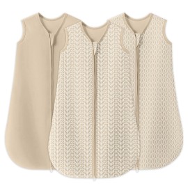 SWEET DOLPHIN Baby Sleep Sack 18-24 Months - 100% Cotton 2-Way Zipper TOG 0.5 Infant Wearable Blanket, Newborn Essentials Toddler 3 Pack Sleeping Sacks - Brown