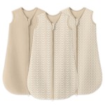 SWEET DOLPHIN Baby Sleep Sack 0-6 Months - 100% Cotton 2-Way Zipper TOG 0.5 Infant Wearable Blanket, Newborn Essentials Toddler 3 Pack Sleeping Sacks - Brown