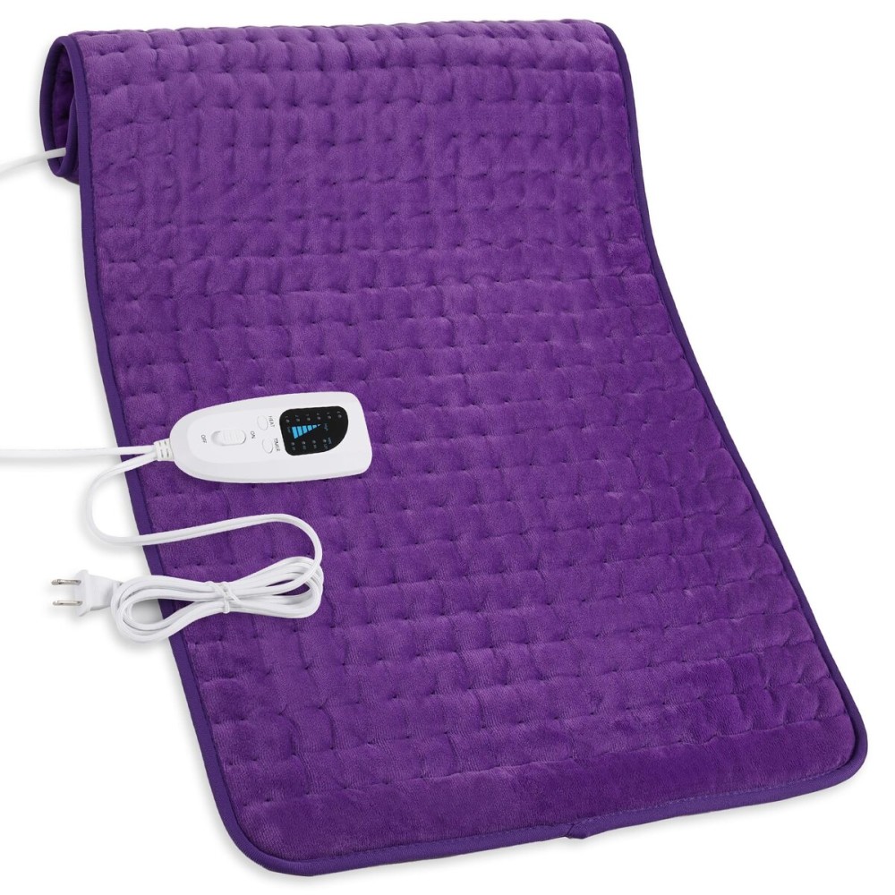 Deepsoon Heating Pad,Electric Heating Pads for Back,Neck,Abdomen,Moist Heating Pad for Shoulder,Knee,Arms,Legs,Dry/Moist Heat & Auto Shut Off,Christmas Gifts for Men and Women,Dark Purple,33x17 Inch