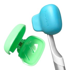 Haven Toothbrush Cover - Fits Electronic and Manual Toothbrushes - Toothbrush Case Holder for Travel - Set of Two Tooth Brush Cap Protectors (Emerald & Aqua)