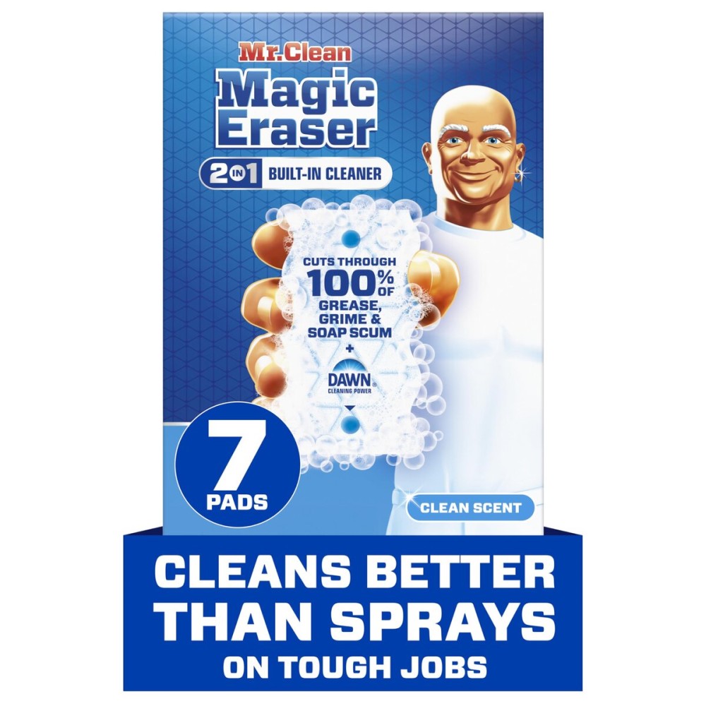 Mr. Clean Magic Eraser Foaming Sponge, All Purpose Cleaner, Dawn Cleaning Power, Ultra Foamy, 7ct