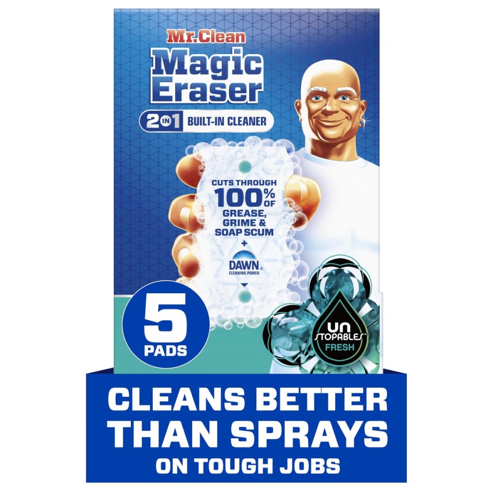 Mr. Clean Magic Eraser Foaming Sponge, All Purpose Cleaner, Dawn Cleaning Power, Ultra Foamy, 5ct