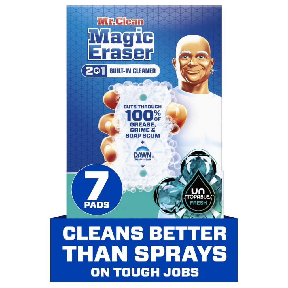 Mr. Clean Magic Eraser Foaming Sponge, All Purpose Cleaner, Dawn Cleaning Power, Ultra Foamy, 7ct
