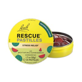 RESCUE Bach PASTILLES, Watermelon Flavor, Stress Relief Lozenges, Homeopathic, Flower Essences, 35 Count