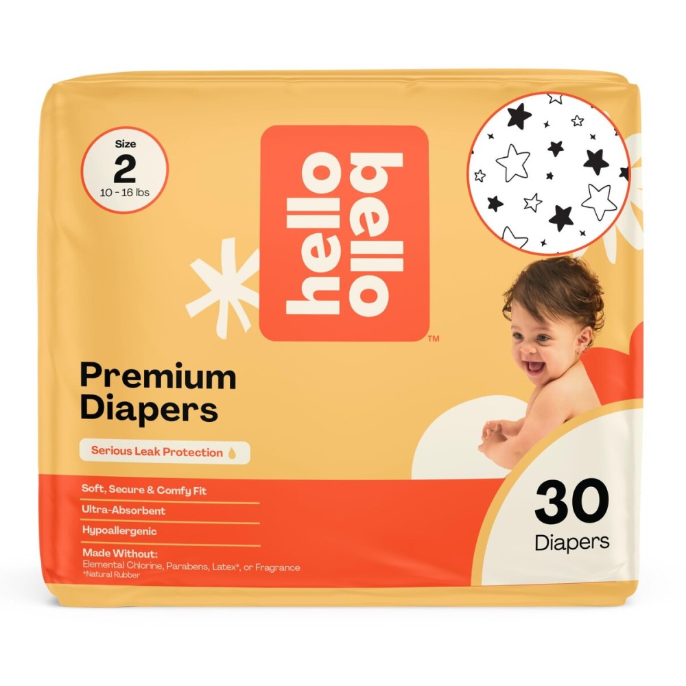 Hello Bello Diapers, Size 2 (10-16 lbs) Superstars, 30 Count of Premium Disposable Baby Diapers, Hypoallergenic with Soft, Cloth-Like Feel