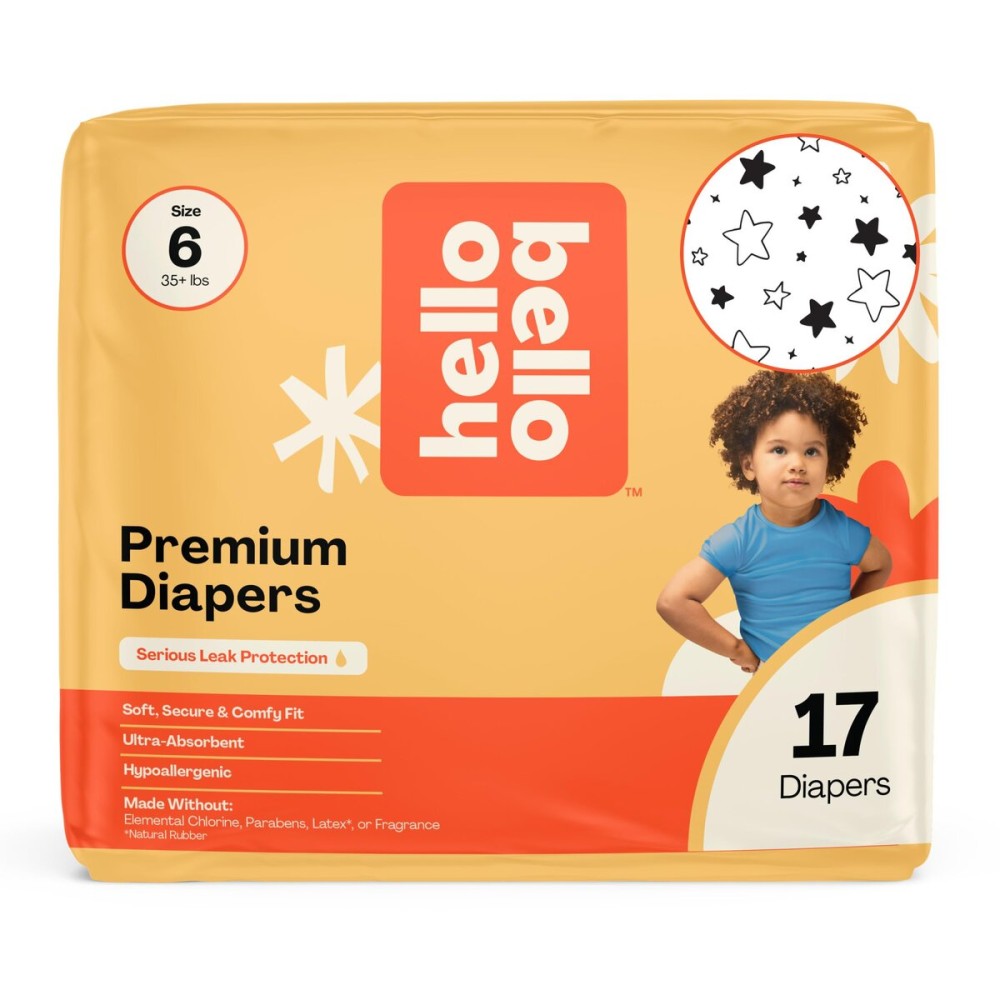 Hello Bello Diapers, Size 6 (35 lbs) Superstars, 17 Count of Premium Disposable Baby Diapers, Hypoallergenic with Soft, Cloth-Like Feel
